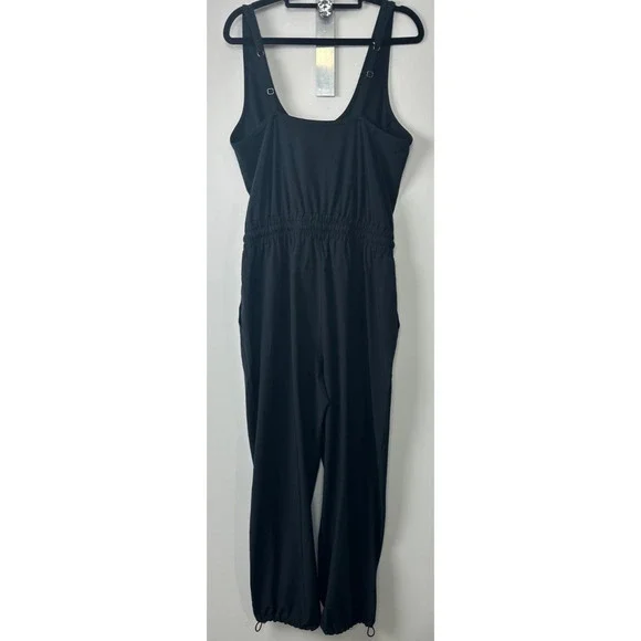 Abercrombie & Fitch Jumpsuit Womens M Black Adjustable Straps Elastic Waist D20 - Picture 4 of 7